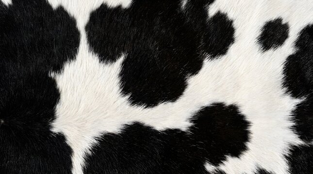 Natural black and white cowhide leather texture with soft fur pattern for interior design background