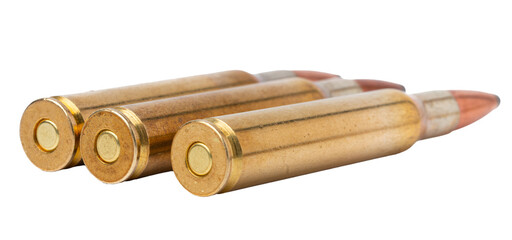 Bullets on a white background showing casing and pointed tips clearly © fotofabrika