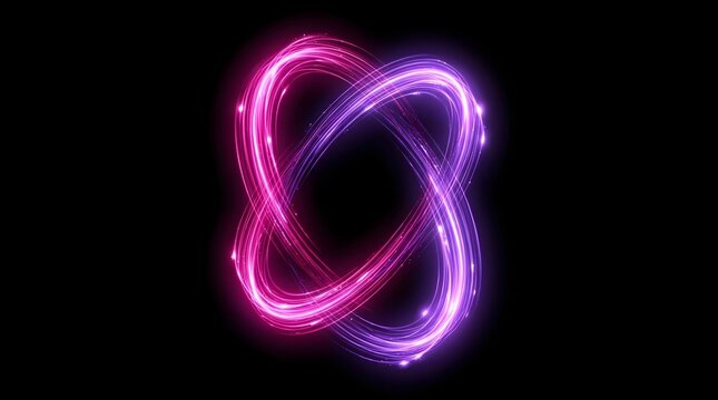 Abstract glowing overlapping elliptical shapes performing digital art in dark background with vibrant neon colors