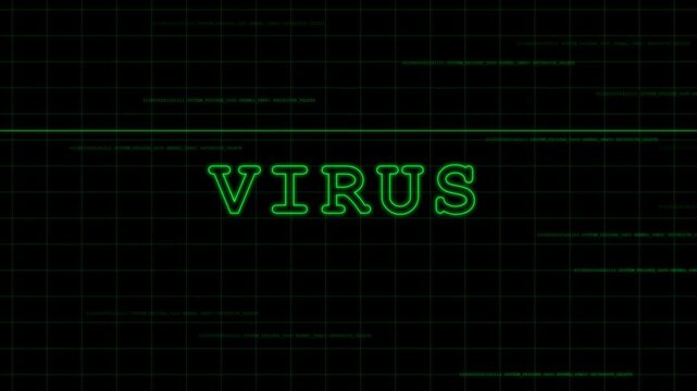 Cyber attack virus alert digital glitch animation