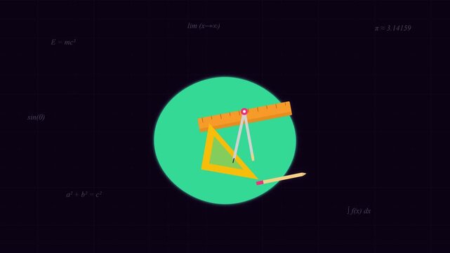 Animated school supplies and geometry tools motion graphic