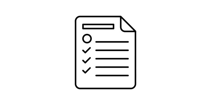 Checklist document with completed and pending items and a circle symbol.
