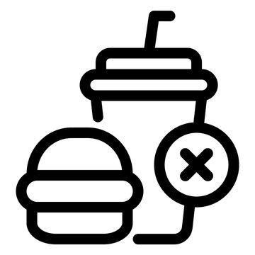 No Fast Food Junk Food Prohibition Line Icon