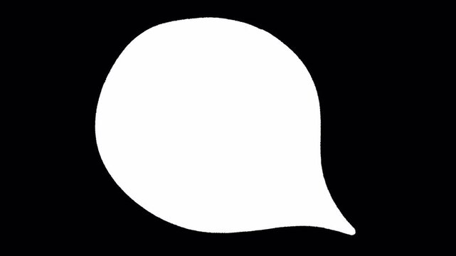 2D Hand Drawn Solid White Speech Bubble Animation Frame by Frame Overlay with Transparent Background Alpha Channel