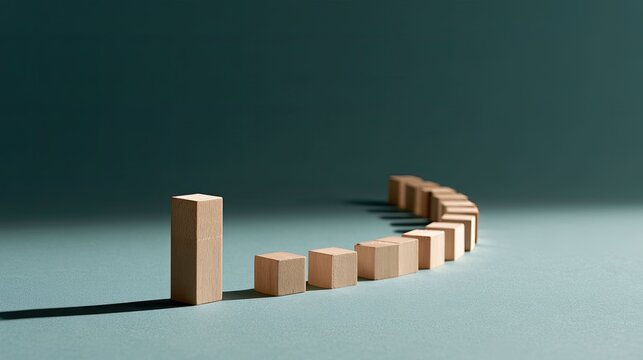 an optical illusion where multiple rows of dominoes appear to align in a sequence that defies physical laws