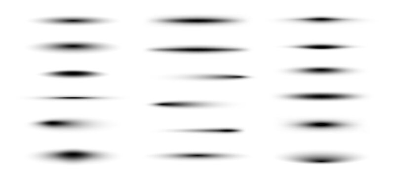 Realistic drop shadows and horizontal drop shadow effects. Oval bottom shading lines, 3D page dividers and soft blurred gradient edges