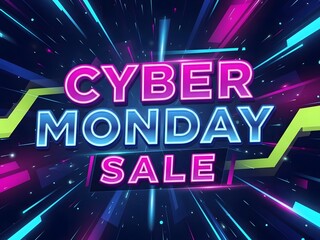 Naklejka premium Cyber monday sale vibrant digital background