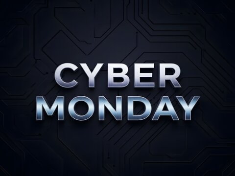 Cyber monday text design on dark background