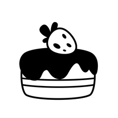 Fototapeta premium Strawberry cake with glaze black and white