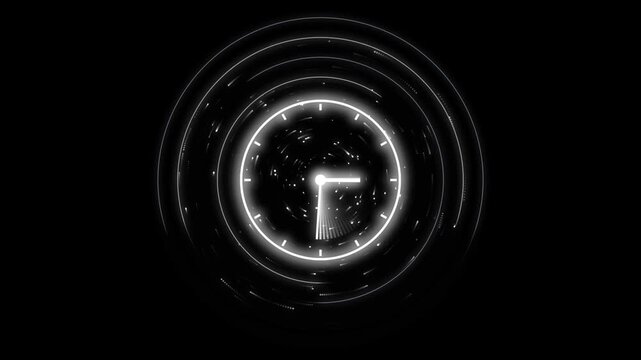 3D Holographic Time Vortex with Rotating Neon Clock Telemetry Rings and Particle Trails