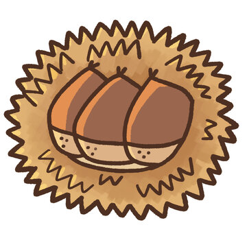 イガに入った栗のイラスト
