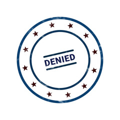 Fototapeta premium Blue circular denied stamp with red text and dotted border