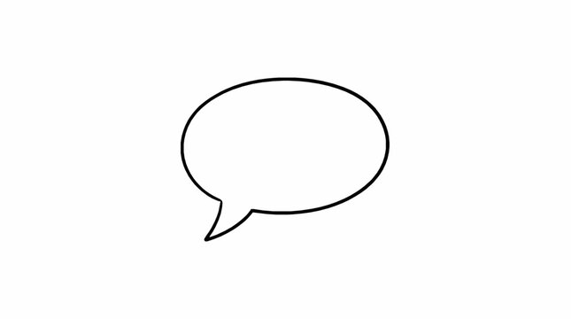 A single oval speech bubble icon with a black outline against a plain white background with minimalist black line