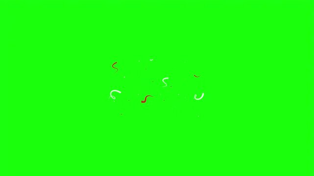 Red and white confetti ribbons and dots celebration vector illustration isolated on green screen.   