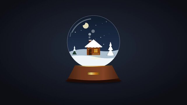 Cozy Christmas Snow Globe Animation Loop with Cabin Cottage and Falling Snow Motion Graphics