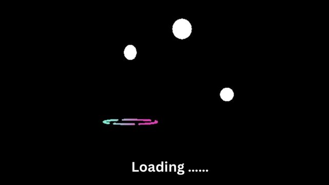 Multiple Bouncing Balls Neon Ring Loading Animation on Black Background