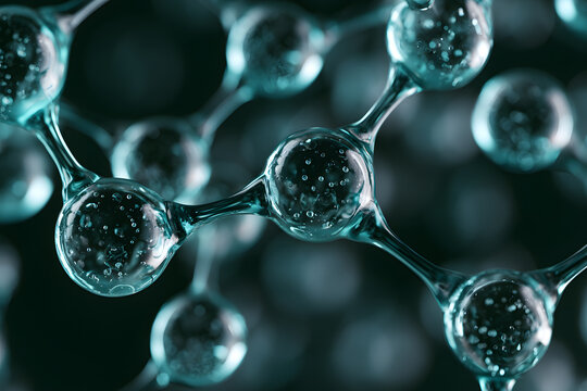 3D Molecular Structure Network Teal Glass Spheres Science Concept