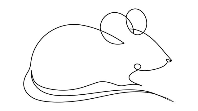 Mouse white background line art.
