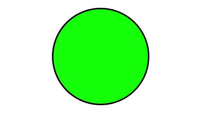 A tilted bright green disc shape with a thick dark outline and soft shading representing a puck, lens, or rounded flat solid colored object shape