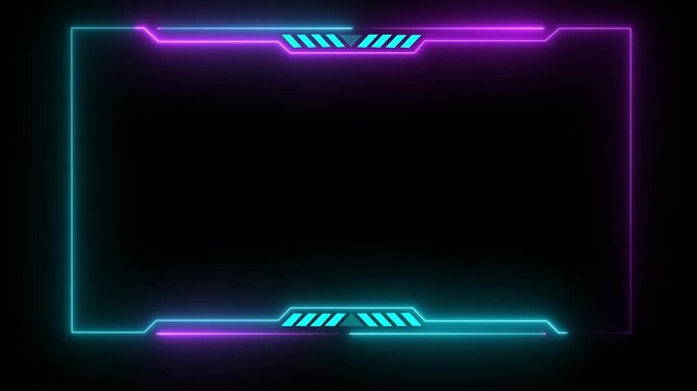 Abstract glowing neon cyan and pink sci fi tech frame webcam overlay.Motion graphics of concept