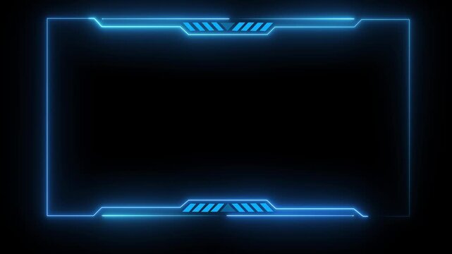 Abstract glowing neon blue sci fi tech frame webcam overlay.Motion graphics of concept