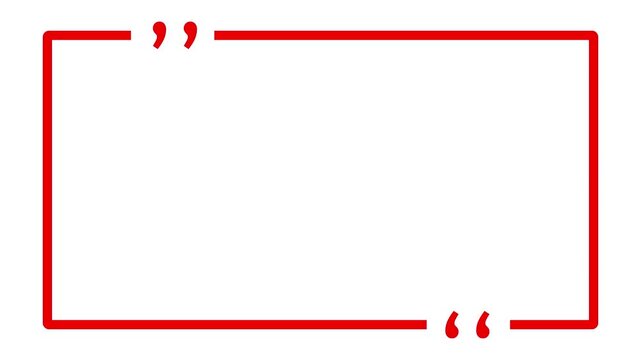 Animated Red Quote Box Frame with Quotation Marks Motion Graphics Isolated on White Background