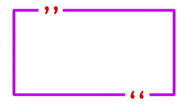Animated Purple Quote Box Frame with Red Quotation Marks Motion Graphics Isolated on White Background