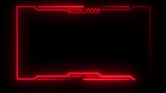 Abstract glowing neon red sci fi tech frame webcam overlay.Motion graphics of concept