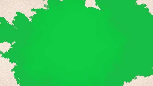 Ink Splatter Transition on Green Screen with Old Paper Texture Loopable Animation, Green Ink Blot Reveal Chroma Key Video Editing and Transitions Motion Design Element