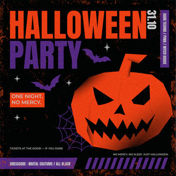 Halloween Party Poster Flyer Social Media Post Template.