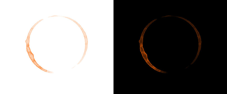 Coffee Cup Ring Stain Isolated on White and Black Background