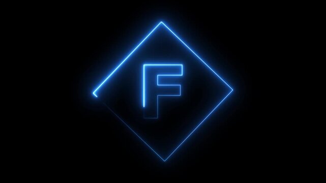 Glowing Neon Letter F Icon, Neon alpha b box icon glow with transparent background