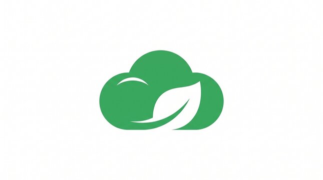 Green Cloud and Leaf Logo Symbolizing Eco-Friendly Technology and Sustainable Environment.