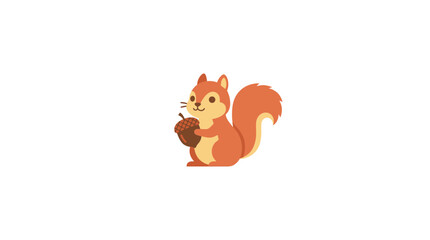 Fototapeta premium Cute squirrel holding an acorn, isolated