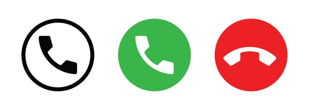 Phone call icon with answer and decline buttons. Vector symbol