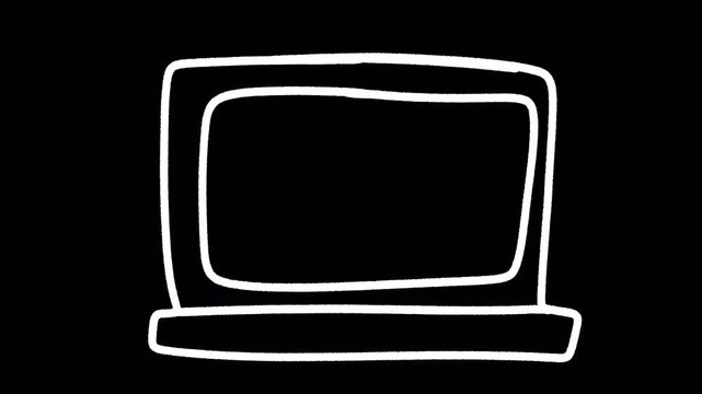 2D Hand Drawn Laptop Monitor Screen Animation Frame by Frame Overlay with Transparent Background Alpha Channel