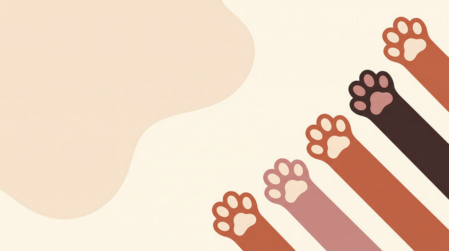 Cute cat paws raised up with large text copy space background