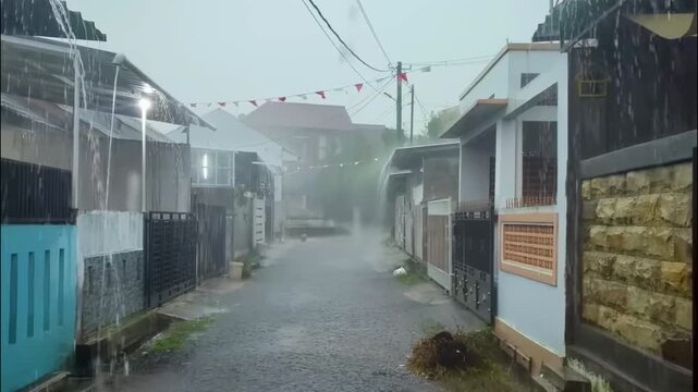 Heavy rainfall.
