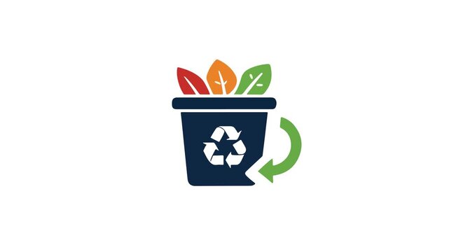 Recycling Bin With Green Leaves Eco Icon