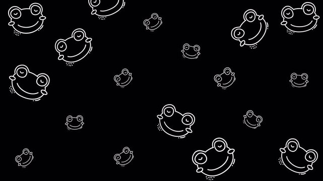 seamless background frog with doodle style in black background