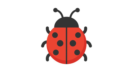 Fototapeta premium A flat vector illustration depicts a red ladybug with black spots on a white background