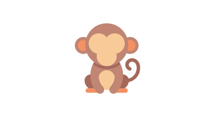 Flat vector illustration of a brown monkey on a white background © AKRAM ST