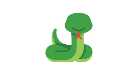 Fototapeta premium Green coiled snake illustration on a white background depicts a reptile form