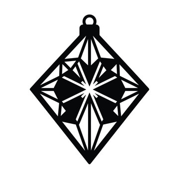 Geometric diamond gemstone icon, black vector crystal facet symbol, modern abstract jewel illustration isolated on White Background