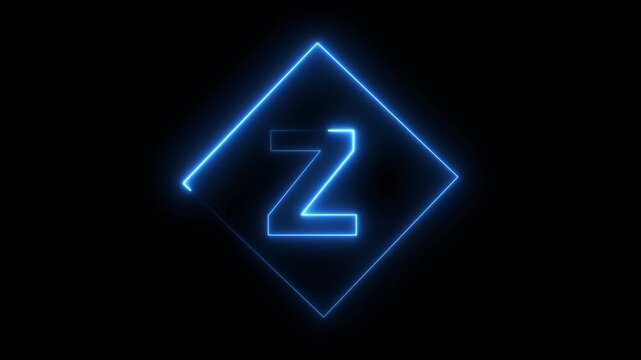 Glowing Neon Letter Z Icon, Neon alpha b box icon glow with transparent background