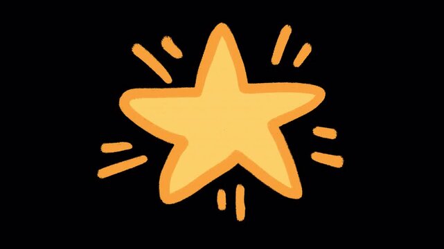 2D Hand Drawn Glowing Yellow Star Animation Frame by Frame Overlay with Transparent Background Alpha Channel