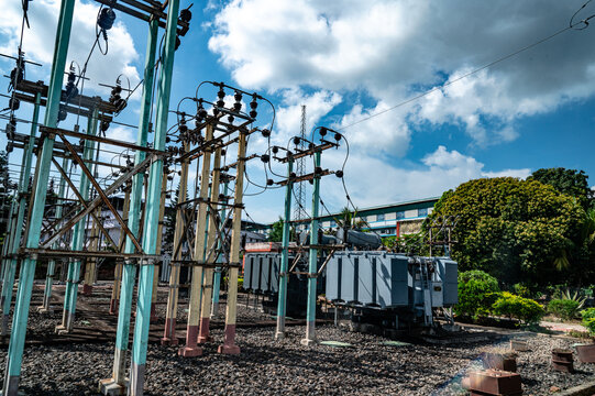 Power supply in India is a critical driver of socio-economic growth, supporting industrial competitiveness. Abandoned transformers were seen alongside the power grid at a power house. Power sector.