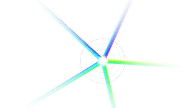 Light rays emanating outward in multiple colorful directions against a bright transparent background creating a clean modern graphic overlay element for digital media designs.