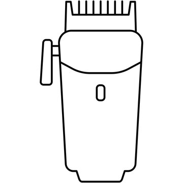 Line art icon illustration of professional electric hair clipper trimmer isolated on transparent background. Graphic design element clip art for barber shop grooming tools.