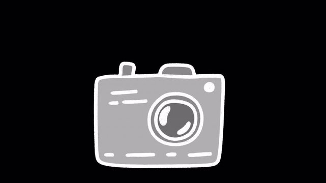 2D Hand Drawn Photo Camera Flash Animation Frame by Frame Overlay with Transparent Background Alpha Channel